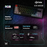 کیبورد گیمینگ فاطر مدل KCR-8000B، مکانیکال سوییچ قرمز، Tenkeyless، نورپردازی RGB